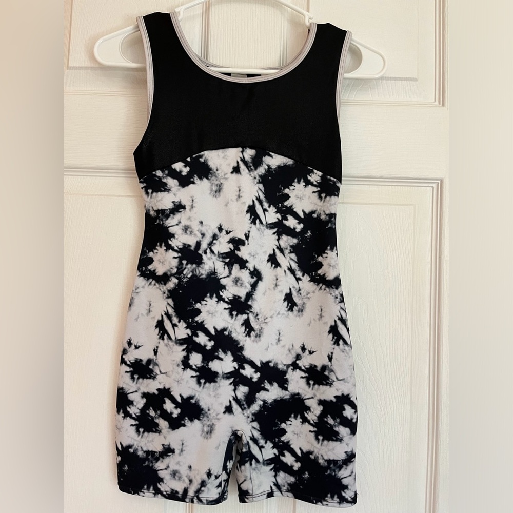 Kids Black & White Tie-Dye One-Piece leotard MORE THAN MAGIC Girls' Sz 10/12